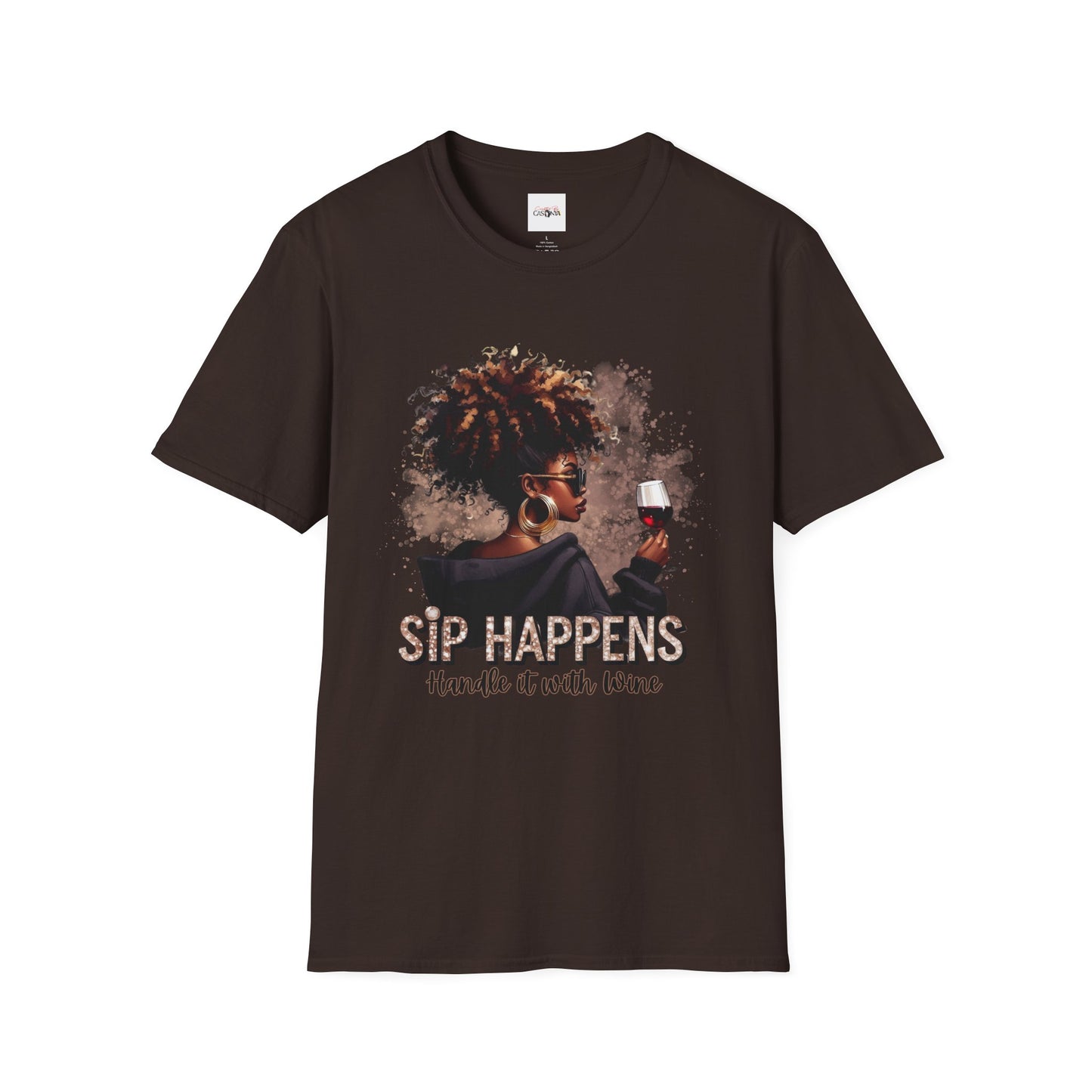 Sip Happens Wine Shirt – Handle It with Wine Graphic Tee – Funny Women’s T-Shirt – Casual Wine Lover Top – Girls’ Night Gift & Streetwear