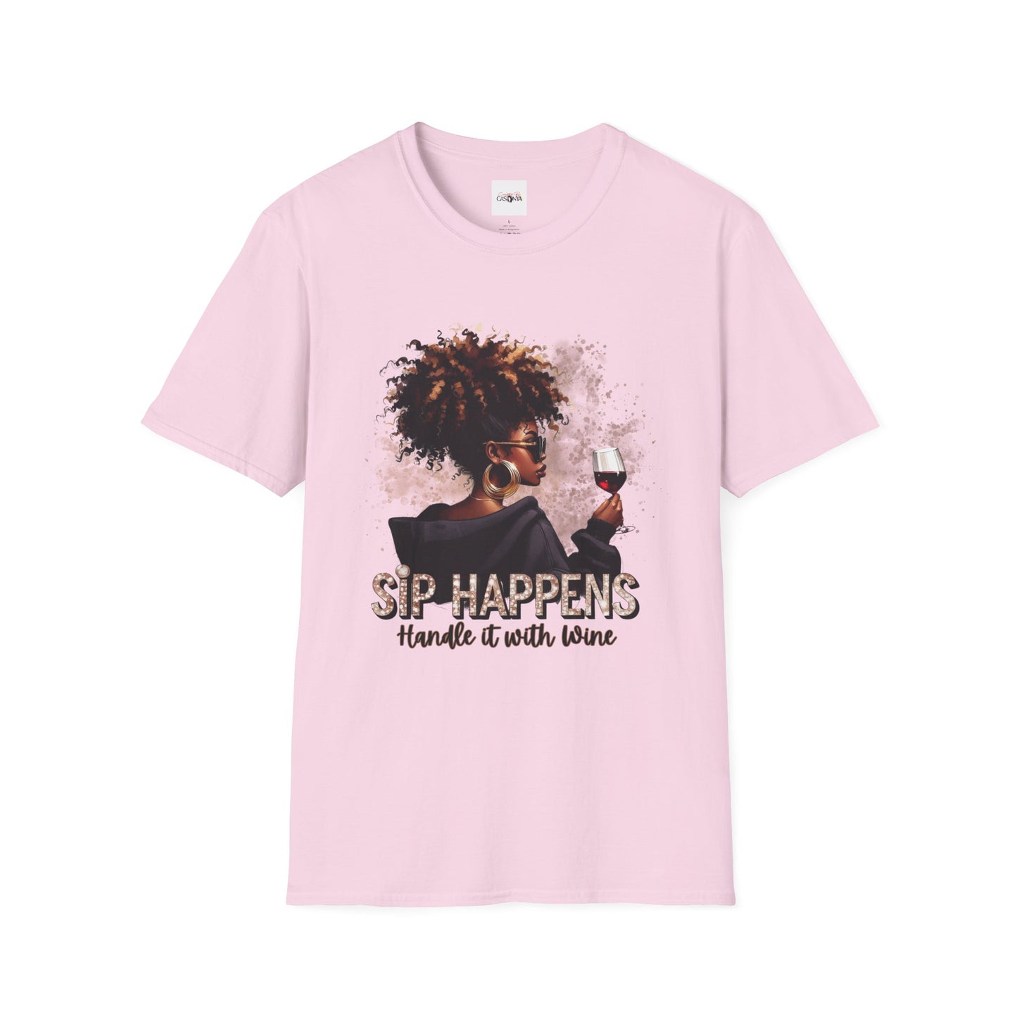 Sip Happens Wine Shirt – Handle It with Wine Graphic Tee – Funny Women’s T-Shirt – Casual Wine Lover Top – Girls’ Night Gift & Streetwear