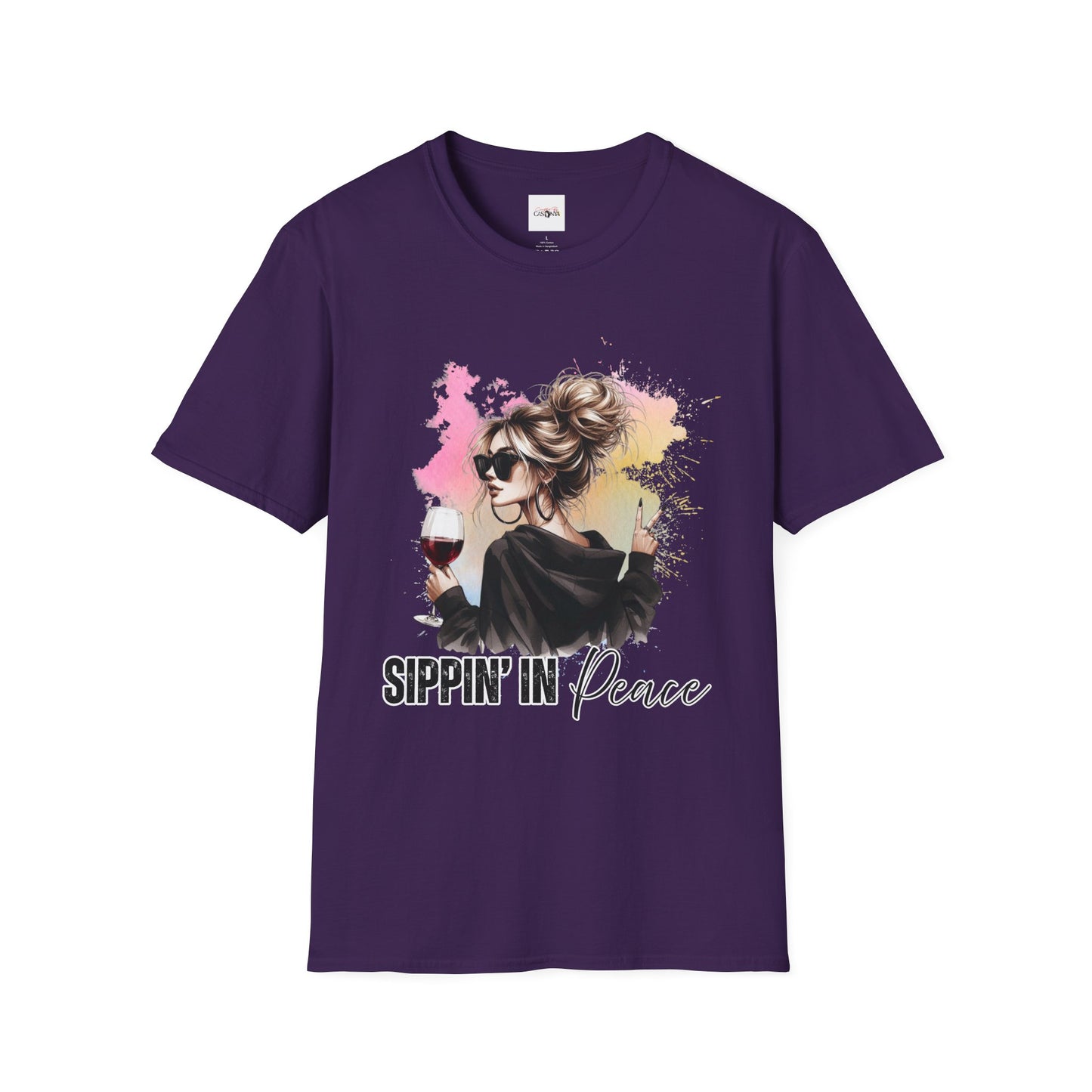 Sippin’ in Peace Wine Shirt – Funny Wine Lover Graphic Tee – Girls’ Night T-Shirt – Relaxed Casual Streetwear – Gift for Women Who Love Wine