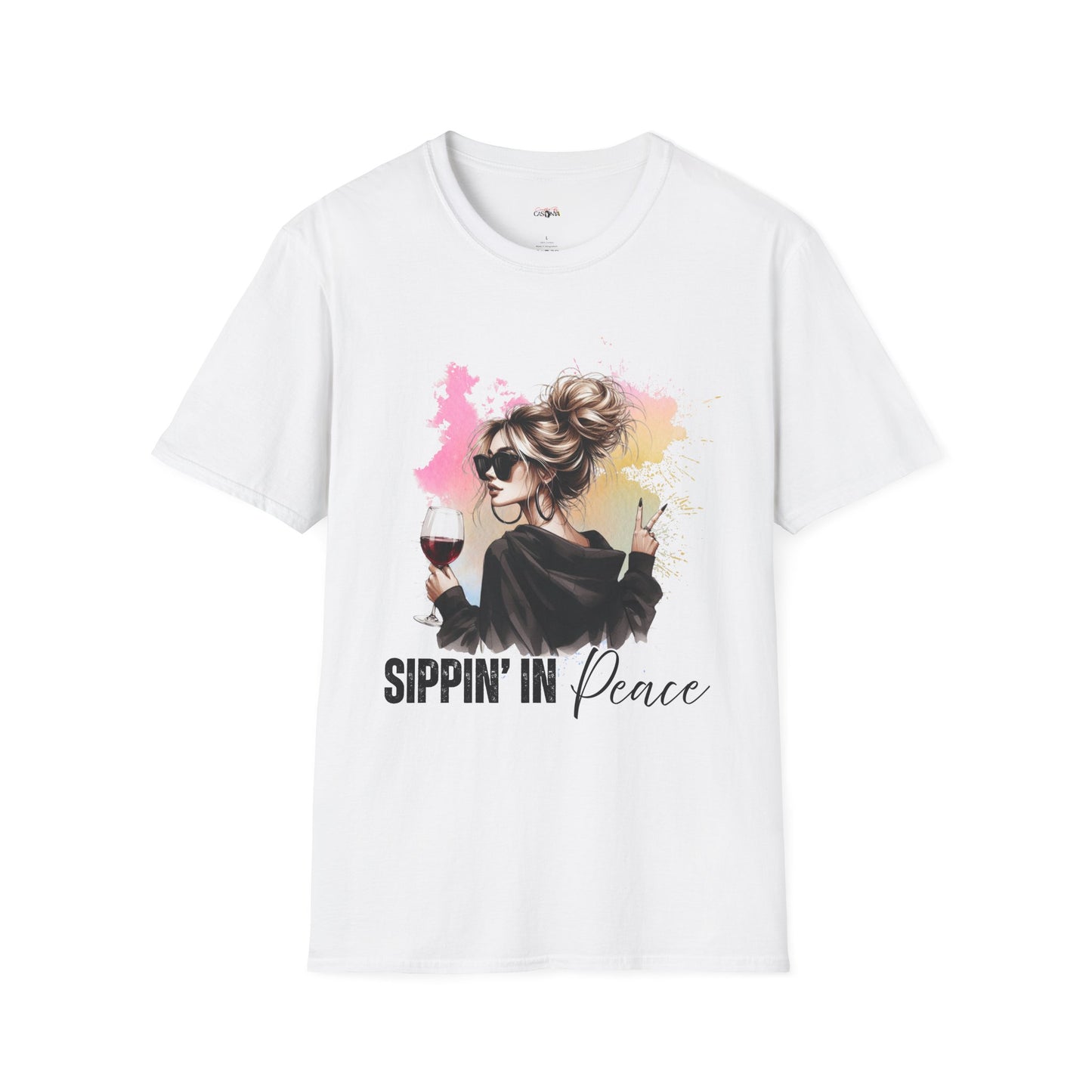 Sippin’ in Peace Wine Shirt – Funny Wine Lover Graphic Tee – Girls’ Night T-Shirt – Relaxed Casual Streetwear – Gift for Women Who Love Wine
