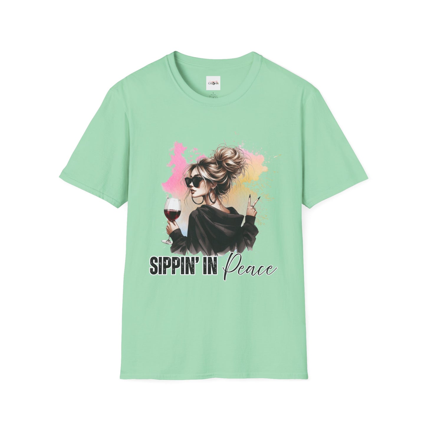 Sippin’ in Peace Wine Shirt – Funny Wine Lover Graphic Tee – Girls’ Night T-Shirt – Relaxed Casual Streetwear – Gift for Women Who Love Wine