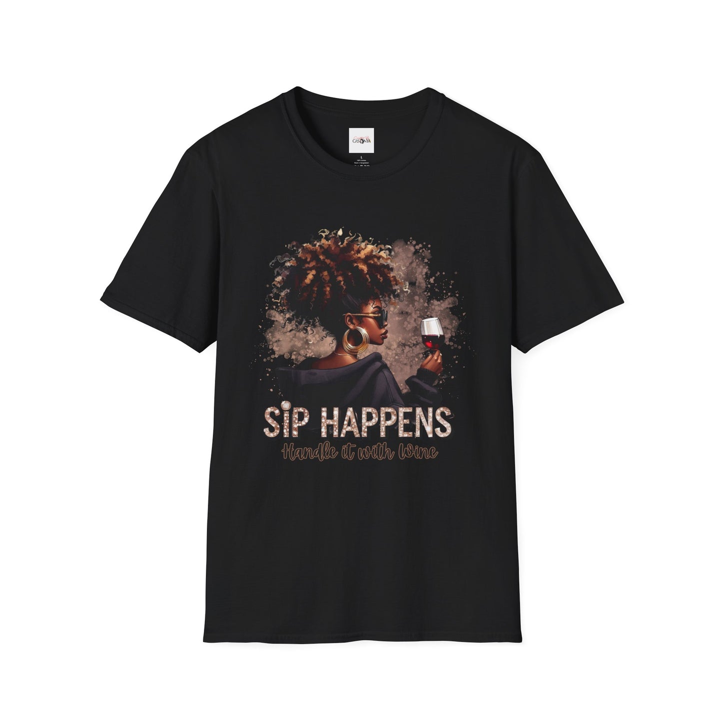 Sip Happens Wine Shirt – Handle It with Wine Graphic Tee – Funny Women’s T-Shirt – Casual Wine Lover Top – Girls’ Night Gift & Streetwear