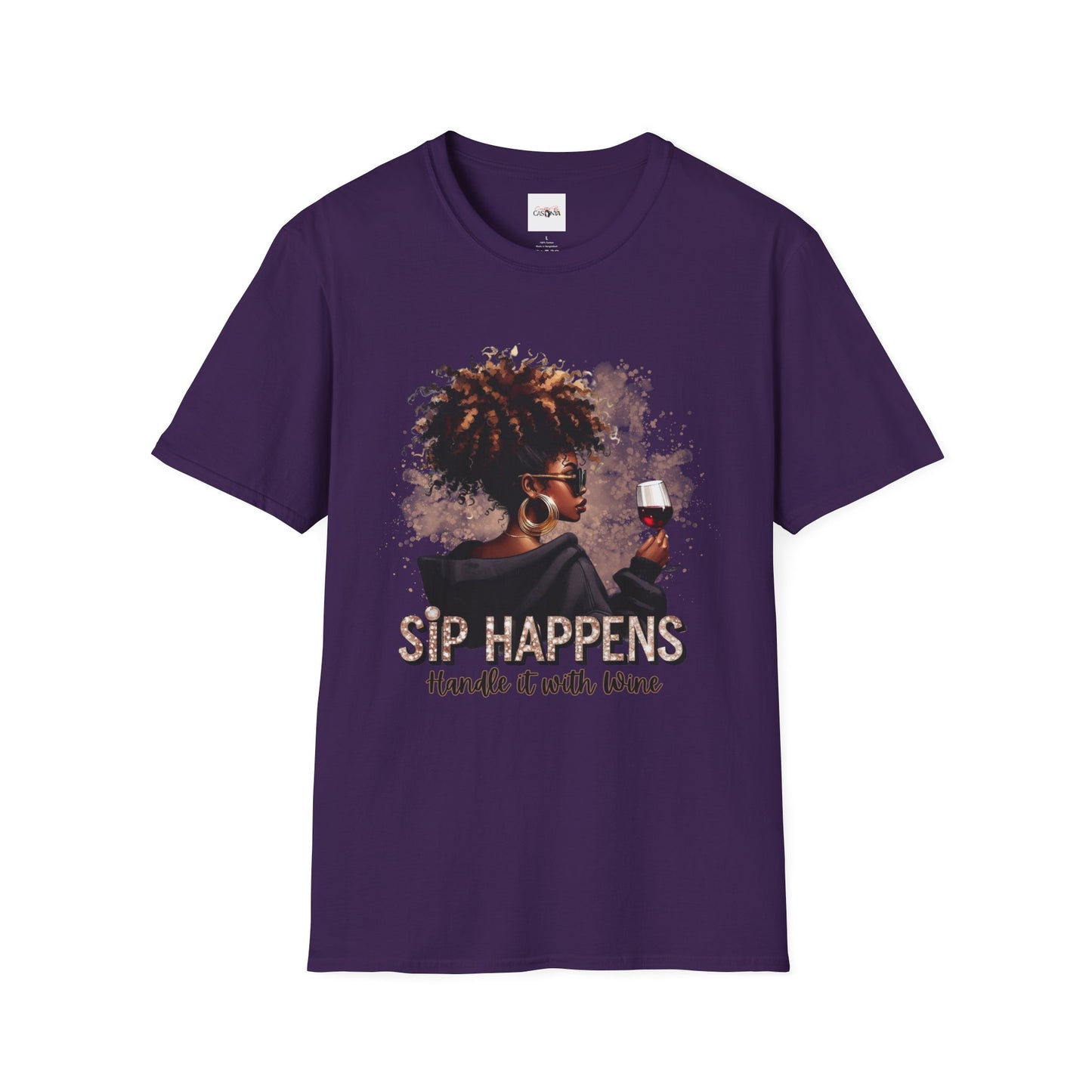 Sip Happens Wine Shirt – Handle It with Wine Graphic Tee – Funny Women’s T-Shirt – Casual Wine Lover Top – Girls’ Night Gift & Streetwear