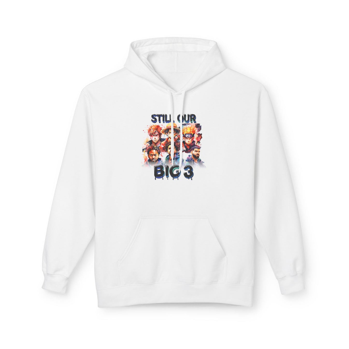 Anime x Hip Hop Hoodie – “Still Our Big 3” Graphic – Urban Streetwear Pullover – Rap Inspired Anime Sweatshirt – Unisex Bold Statement Hoodie