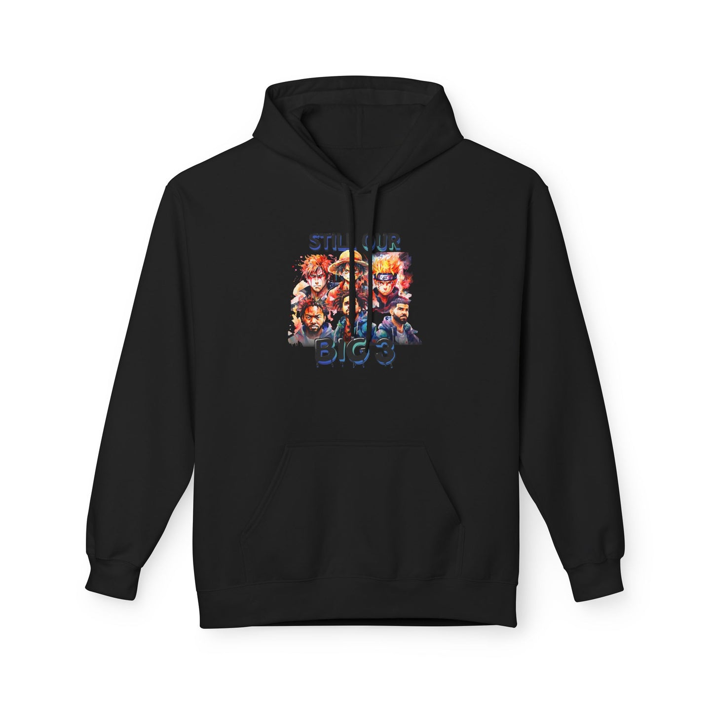 Anime x Hip Hop Hoodie – “Still Our Big 3” Graphic – Urban Streetwear Pullover – Rap Inspired Anime Sweatshirt – Unisex Bold Statement Hoodie