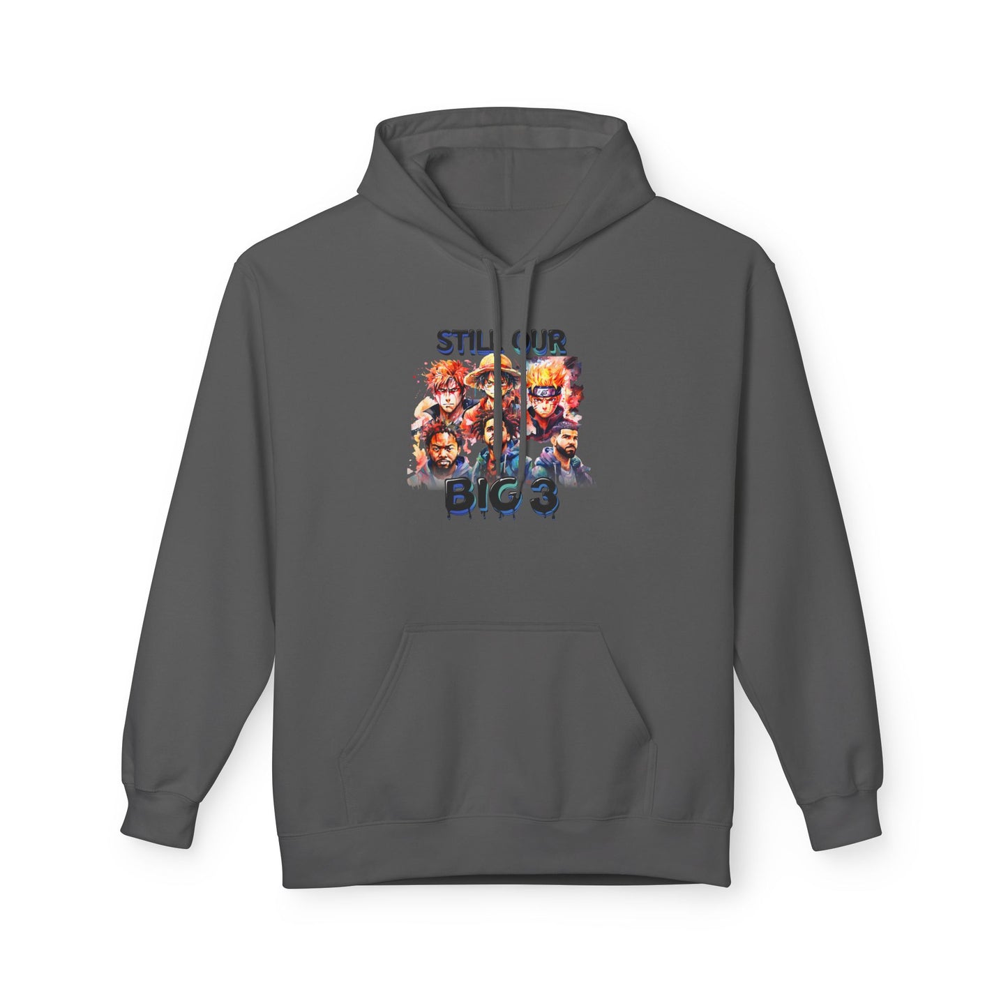 Anime x Hip Hop Hoodie – “Still Our Big 3” Graphic – Urban Streetwear Pullover – Rap Inspired Anime Sweatshirt – Unisex Bold Statement Hoodie