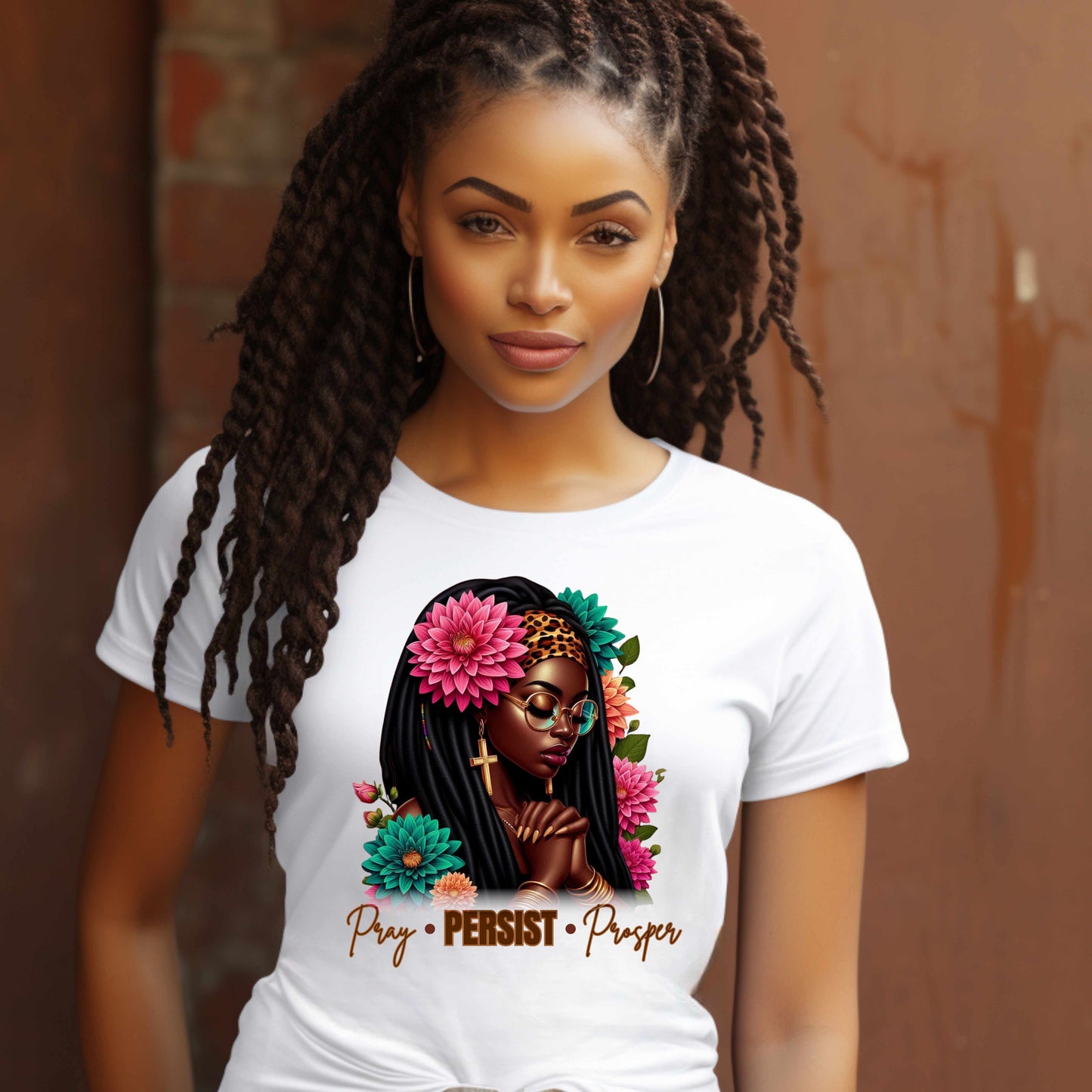 Pray Persist Prosper Shirt – Inspirational Faith Graphic Tee – Afrocentric Women’s Empowerment T-Shirt – Christian Streetwear Fashion