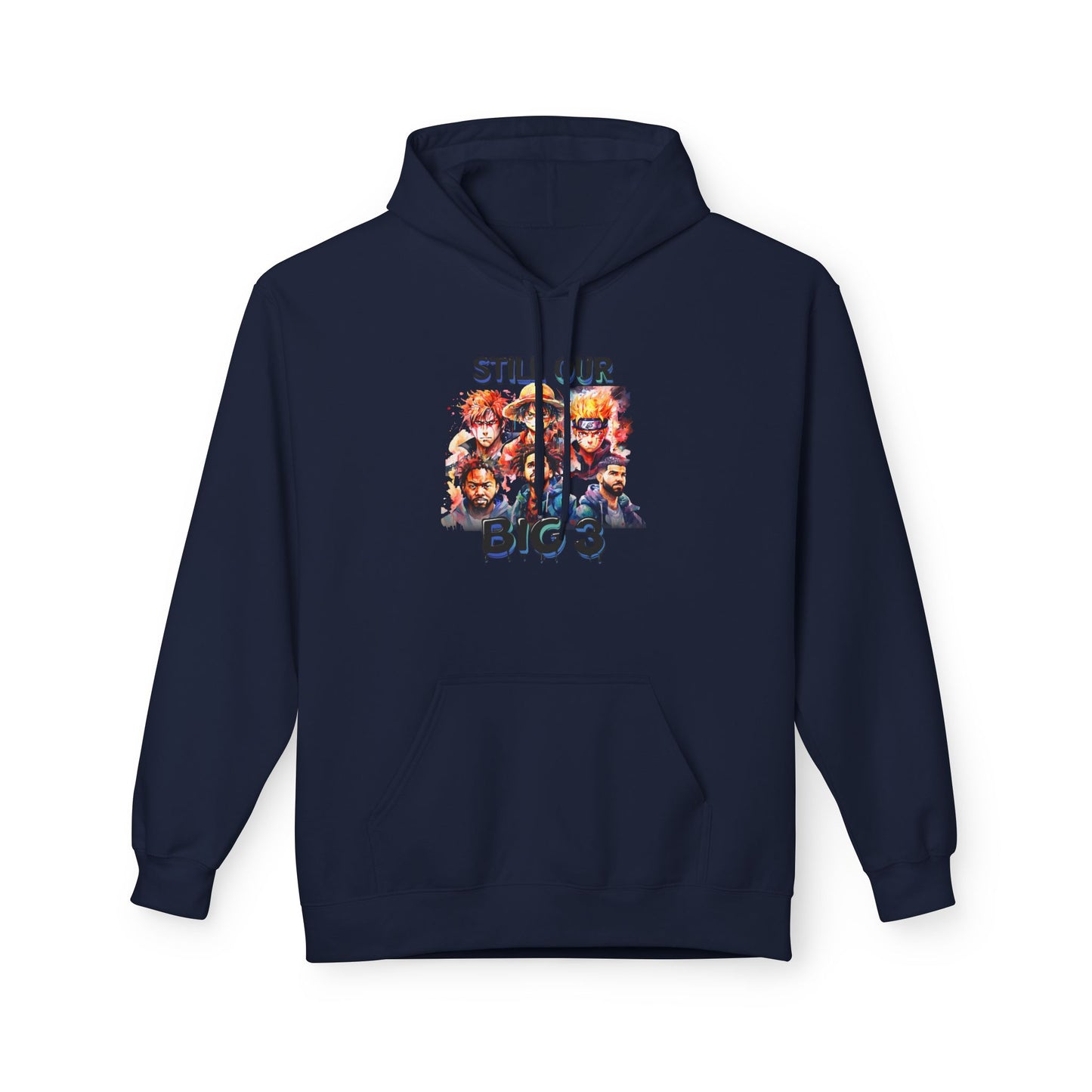 Anime x Hip Hop Hoodie – “Still Our Big 3” Graphic – Urban Streetwear Pullover – Rap Inspired Anime Sweatshirt – Unisex Bold Statement Hoodie