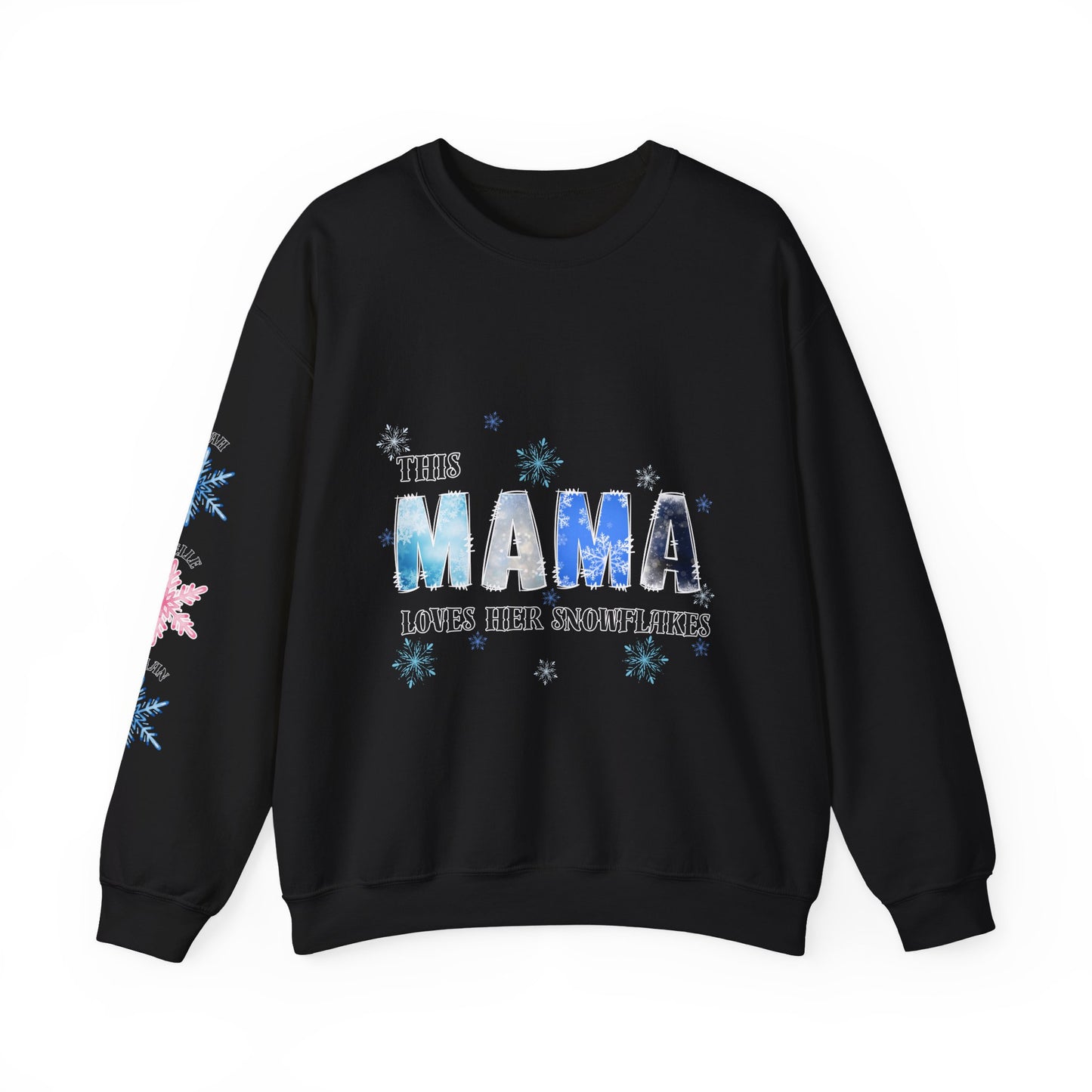 Custom MAMA Snowflake Sweatshirt – Snowflake Mom Tee – Cozy Christmas Gift for Moms