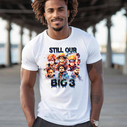 Anime x Hip Hop Hoodie – “Still Our Big 3” Graphic – Urban Streetwear Pullover – Rap Inspired Anime Sweatshirt – Unisex Bold Statement Hoodie