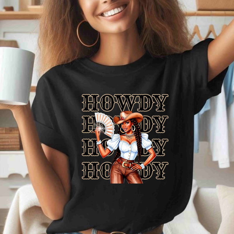 Howdy BlackGirl Cowgirl T-Shirt